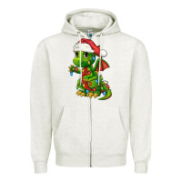 Oatmeal Heather Christmas Cute Dragon Zipper Hoodie - FaDigitalArtStudio