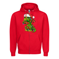 Red Christmas Cute Dragon Zipper Hoodie - FaDigitalArtStudio