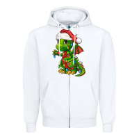 White Christmas Cute Dragon Zipper Hoodie - FaDigitalArtStudio