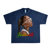 Navy juneteenth black woman Urban Heavy Tee - texasbilliewilder