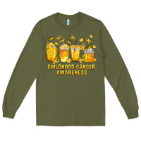 Army Green Childhood Cancer Awareness Coffee Cups Long Sleeve Tee - texasbilliewilder
