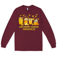 Burgundy Childhood Cancer Awareness Coffee Cups Long Sleeve Tee - texasbilliewilder