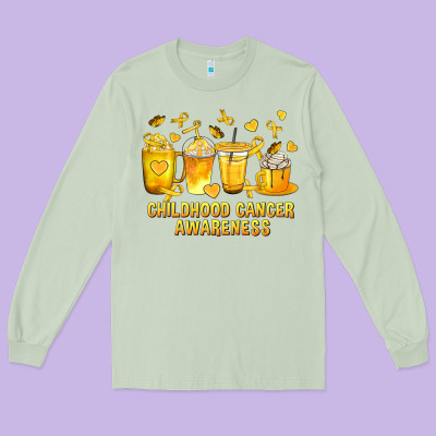 Childhood Cancer Awareness Coffee Cups Long Sleeve Tee Designed By Texasbilliewilder