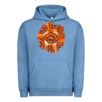 Pigment Pebble Blue Thanksgiving Turkey With Tartan Patch Urban Hoodie - BundleAndBundleShop