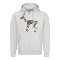 Dove Grey christmas deer skeleton Zipper Hoodie - FaDigitalArtStudio