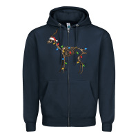 Navy christmas deer skeleton Zipper Hoodie - FaDigitalArtStudio