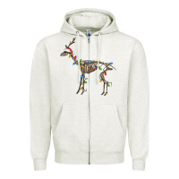 Oatmeal Heather christmas deer skeleton Zipper Hoodie - FaDigitalArtStudio