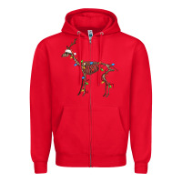 Red christmas deer skeleton Zipper Hoodie - FaDigitalArtStudio