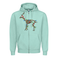 Seafoam christmas deer skeleton Zipper Hoodie - FaDigitalArtStudio