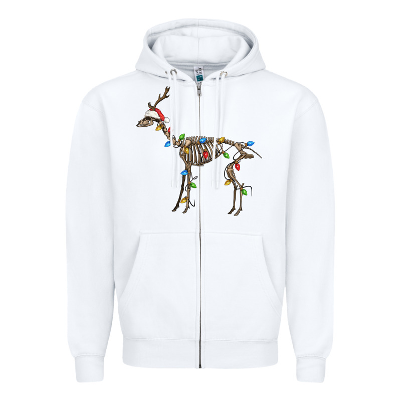 Christmas Deer Skeleton Zipper Hoodie by FaDigitalArtStudio | Teevron