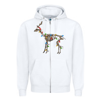 White christmas deer skeleton Zipper Hoodie - FaDigitalArtStudio