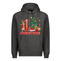 Charcoal Heather red christmas bunny 1st christmas Premium Hoodie - MaliasSmallBusiness