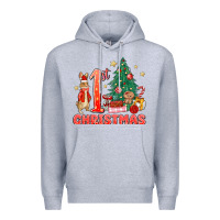Heather Grey red christmas bunny 1st christmas Premium Hoodie - MaliasSmallBusiness