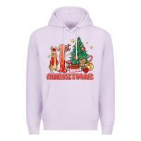 Lilac red christmas bunny 1st christmas Premium Hoodie - MaliasSmallBusiness