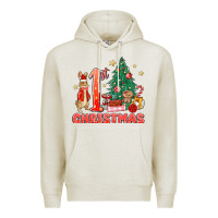 Oatmeal Heather red christmas bunny 1st christmas Premium Hoodie - MaliasSmallBusiness