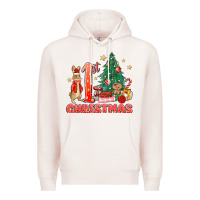Pale Pink red christmas bunny 1st christmas Premium Hoodie - MaliasSmallBusiness