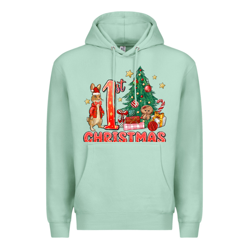 Red Christmas Bunny 1st Christmas Premium Hoodie by MaliasSmallBusiness | Teevron