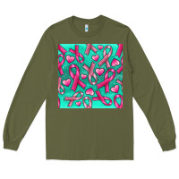 Army Green Cancer Ribbon with Heart Long Sleeve Tee - texasbilliewilder