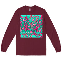 Burgundy Cancer Ribbon with Heart Long Sleeve Tee - texasbilliewilder