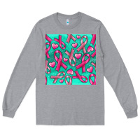Heather Grey Cancer Ribbon with Heart Long Sleeve Tee - texasbilliewilder