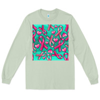 Matcha Cancer Ribbon with Heart Long Sleeve Tee - texasbilliewilder