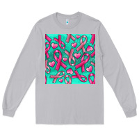 Moon Dust Cancer Ribbon with Heart Long Sleeve Tee - texasbilliewilder