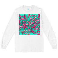White Cancer Ribbon with Heart Long Sleeve Tee - texasbilliewilder