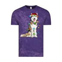 Cloud Purple Husky Christmas Lights Vintage Tee - RanaPortraitStore