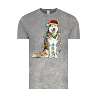 Cloud Rock Husky Christmas Lights Vintage Tee - RanaPortraitStore