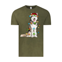 Husky Christmas Lights Vintage Tee | Teevron