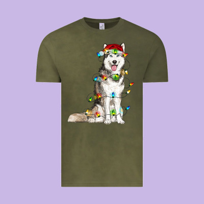 Vintage Tee Husky Christmas Lights