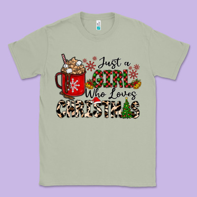 Just A Girl Who Loves Christmas Classic Tee Designed By Cowhidedigitalart
