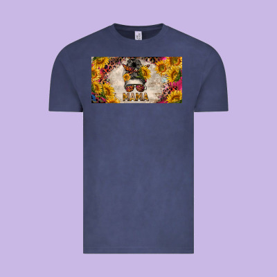 Mess Bun Mama With Sunflowers And Colorful Leopard License Plate Vintage Tee Designed By Barkaloodesign