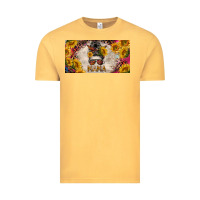 Vintage Mustard mess bun mama with sunflowers and colorful leopard license plate Vintage Tee - BarkalooDesign