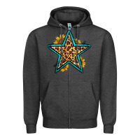 Charcoal Heather western leopard star Zipper Hoodie - HRA Design Shop