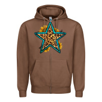 Chestnut western leopard star Zipper Hoodie - HRA Design Shop