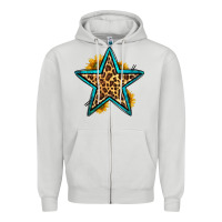 Dove Grey western leopard star Zipper Hoodie - HRA Design Shop