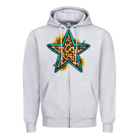Heather Grey western leopard star Zipper Hoodie - HRA Design Shop