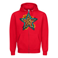Red western leopard star Zipper Hoodie - HRA Design Shop