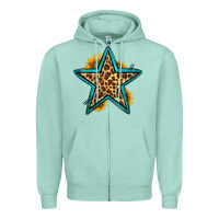 Seafoam western leopard star Zipper Hoodie - HRA Design Shop