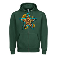 Sports Green western leopard star Zipper Hoodie - HRA Design Shop