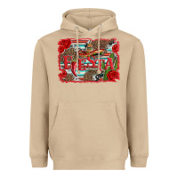 Mushroom fiesta with sombrero background Heavyweight Hoodie - Artiststas