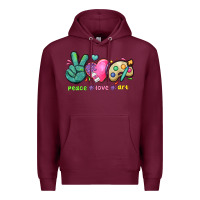 Burgundy peace love art Premium Hoodie - NancyCooperArtShop