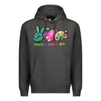 Charcoal Heather peace love art Premium Hoodie - NancyCooperArtShop