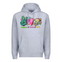Heather Grey peace love art Premium Hoodie - NancyCooperArtShop