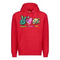 Red peace love art Premium Hoodie - NancyCooperArtShop