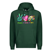 Sports Green peace love art Premium Hoodie - NancyCooperArtShop