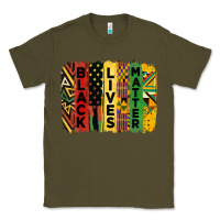 Army Green junetheenth black livesmatter brush stroke Classic Tee - HRA Design Shop