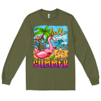 Army Green hello summer skeleton Long Sleeve Tee - Zillion Design Studio