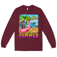 Burgundy hello summer skeleton Long Sleeve Tee - Zillion Design Studio